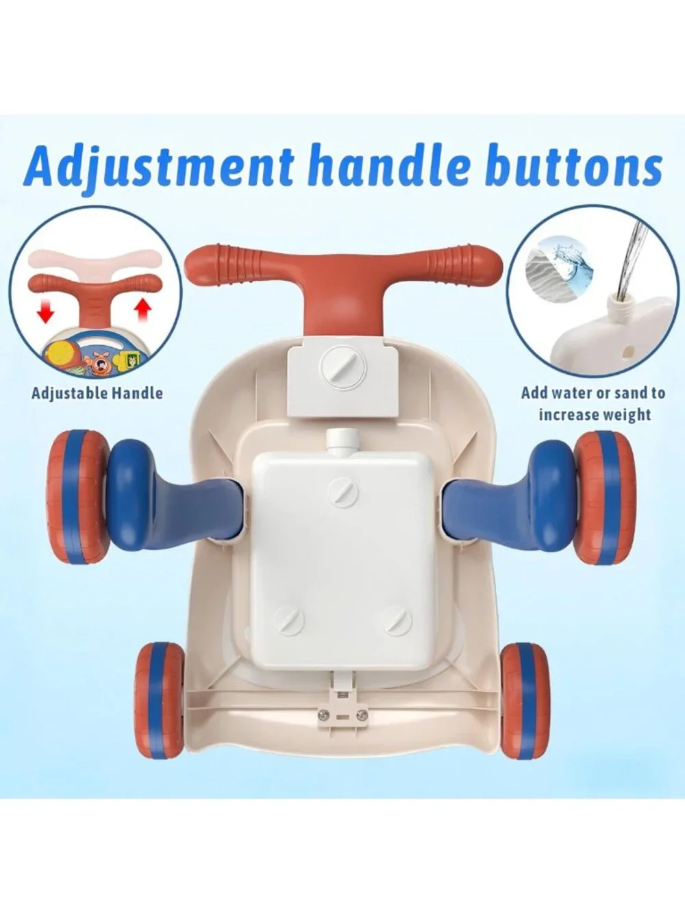 3-in-1 Baby Walker & Activity Center, Learning to Walk, Sit-to-Stand, Music Toy